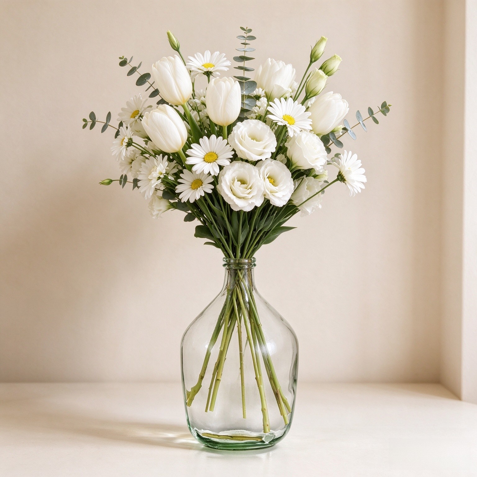 Hewory Large Glass Vase for Decor, 15in Clear Tall Farmhouse Decorative Floor Vase, Round Bubble Balloon Glass Jug Vases for Coffee Table Fireplace Mantel Entryway Living Room Bedroom Kitchen