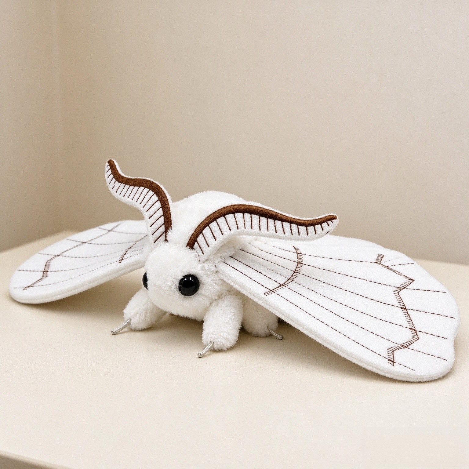 Silk Moth Plush Toy - Cute White Moth Stuffed Animal - Fluffy Moth Plushie Doll, Birthday Gift for Kids, and Silk Moth Lovers, 12 Inches