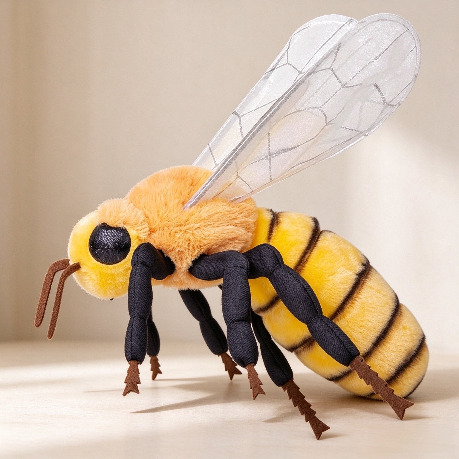 Lifelike Bee Stuffed Animal - Realistic Big Wings Plushie, Unique Gift for Kids