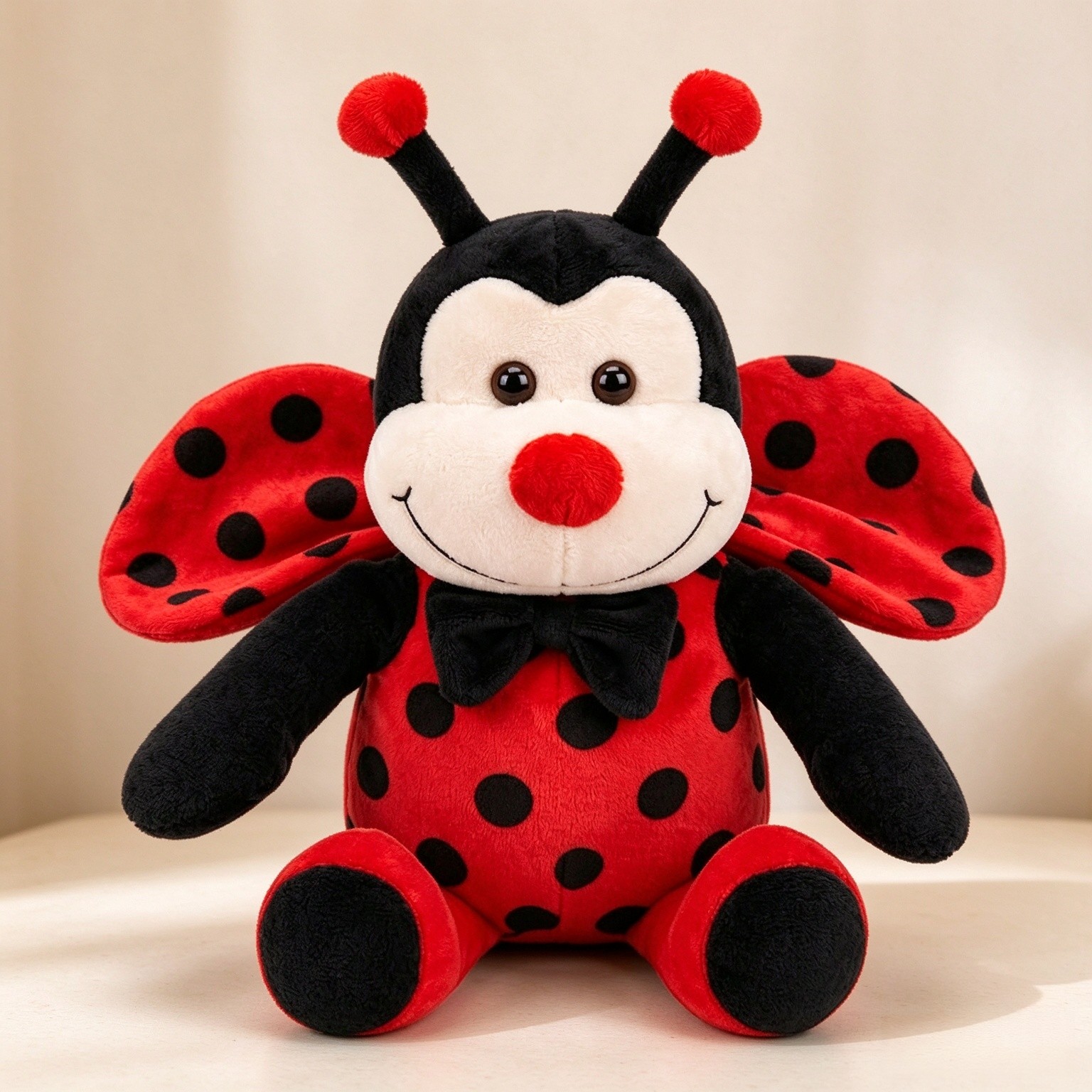 Garden Buzz Cuties Ladybug Stuffed Animal Plush Ladybird Beetle Soft Insect Cuddly Lady Bug Toy with Red Wings and Black Bow, Bee Friend, Present for Toddlers and Kids, Spring Festival Favors,8"