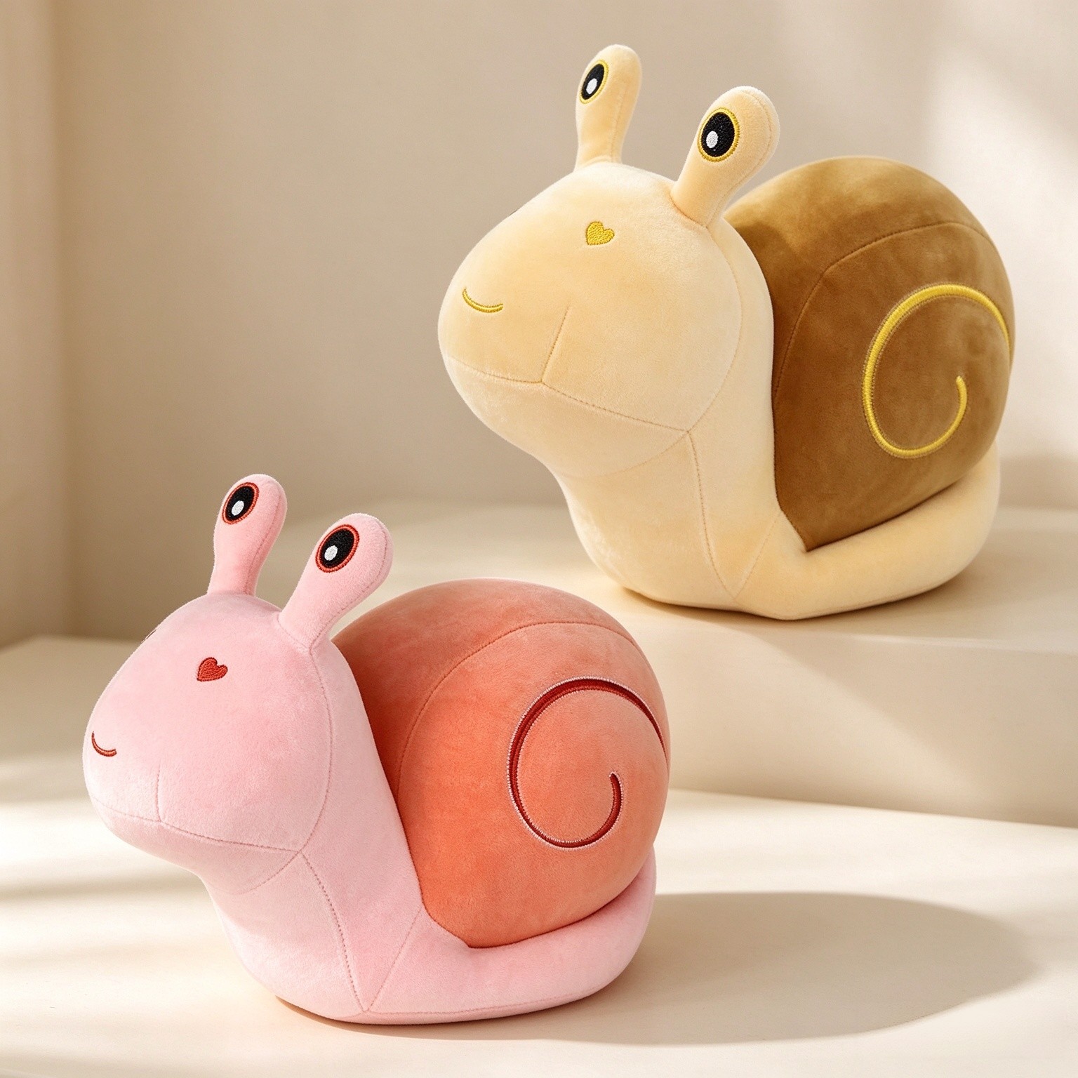 2Pcs 9.8 Inch Snail Stuffed Animal Soft Insect Plush Pillow Toy