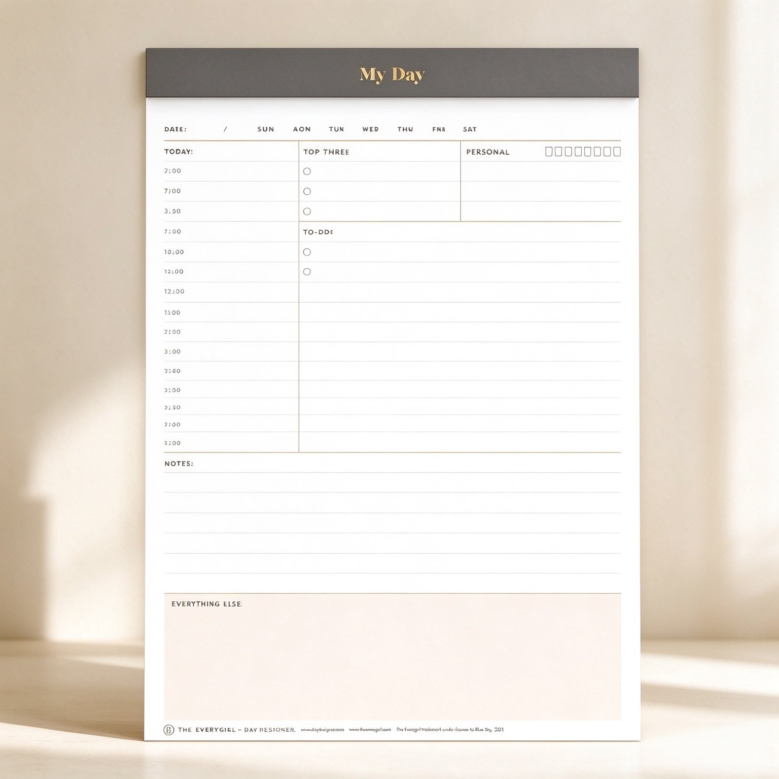 Blue Sky Desk Notes, Undated Daily Notepad, 7"x9", Gray