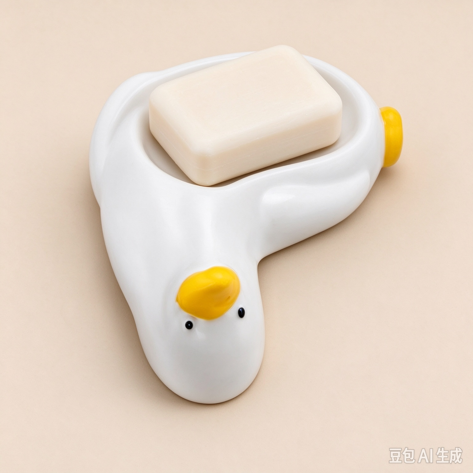 Cute Soap Dish Holder with Drain Spout, Sponge Holder Bathroom Organizer