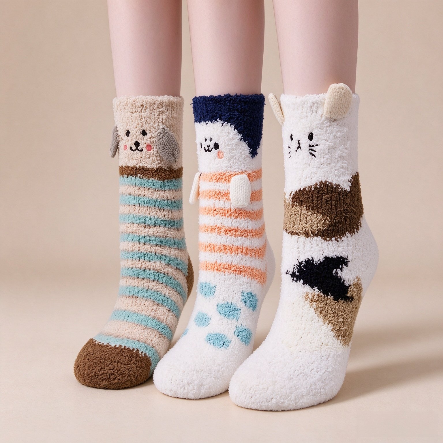 Loritta Fuzzy Socks for Women, Winter Warm Cute Animal Fluffy Socks