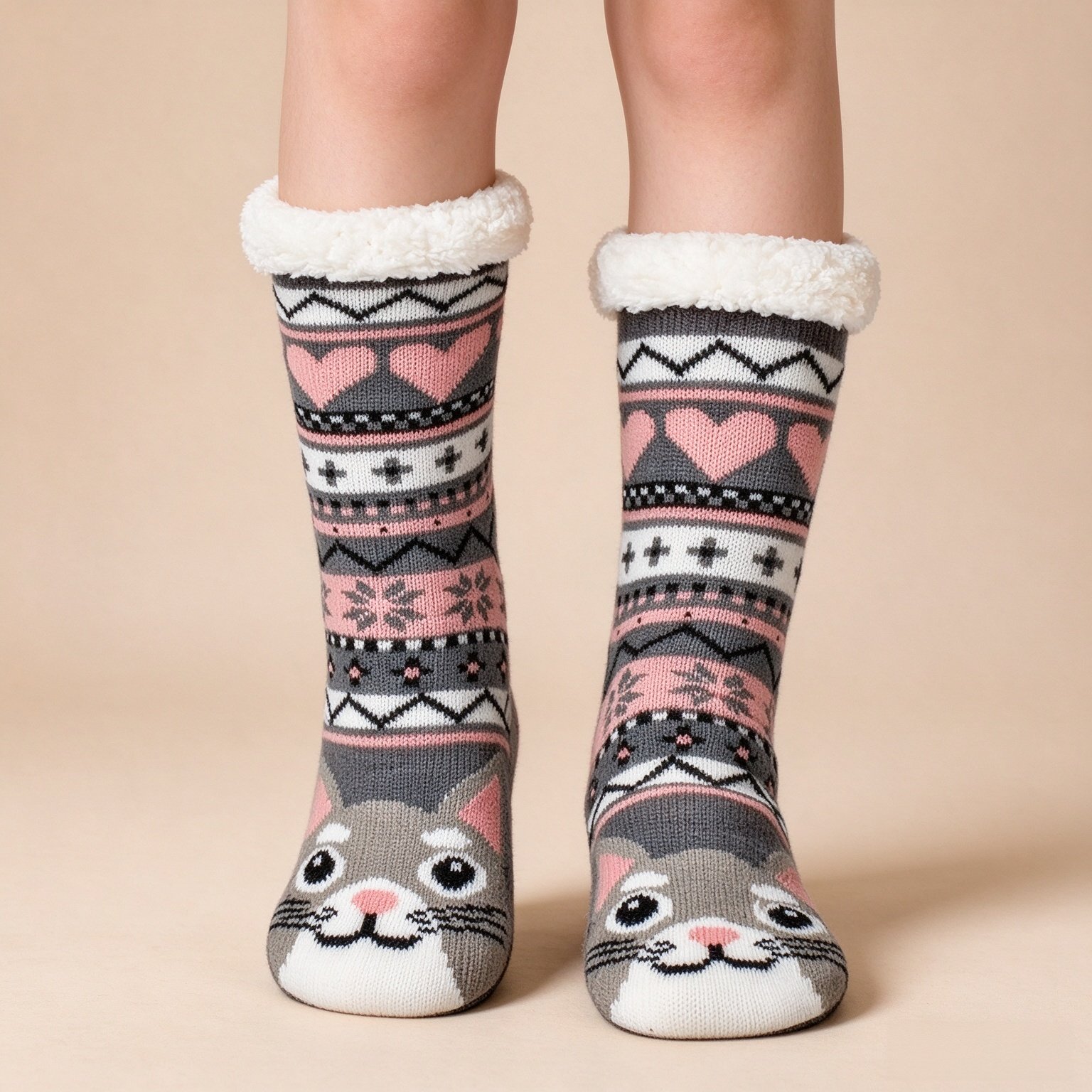 cosyone1997 Fuzzy Slipper Socks for Women and Kids with Grips Cozy Gifts