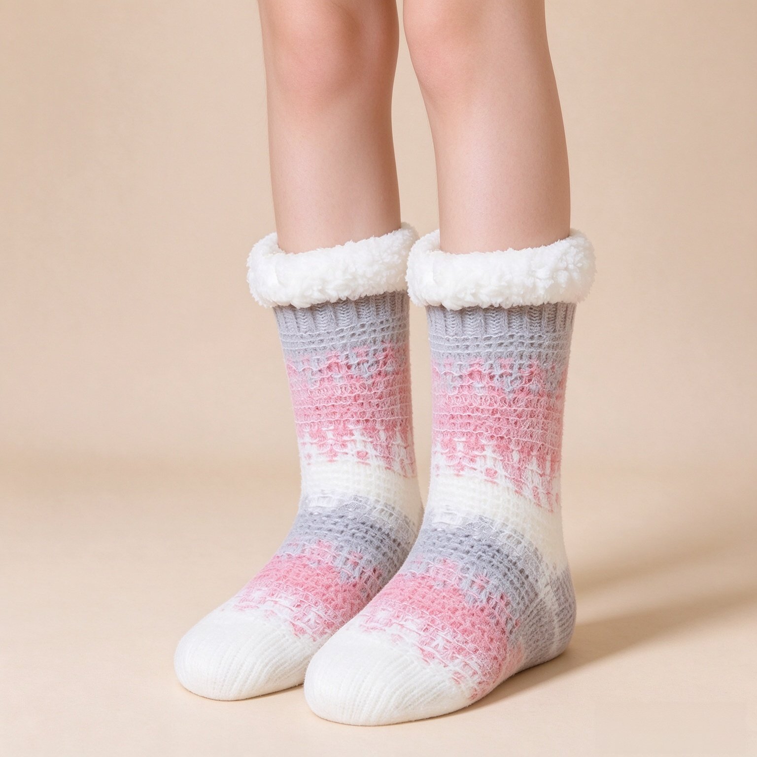 Womens Fuzzy Slipper Grips Socks Fluffy Winter Warm Fleece Lining Non Slip Thick Thermal Cozy Plush Socks