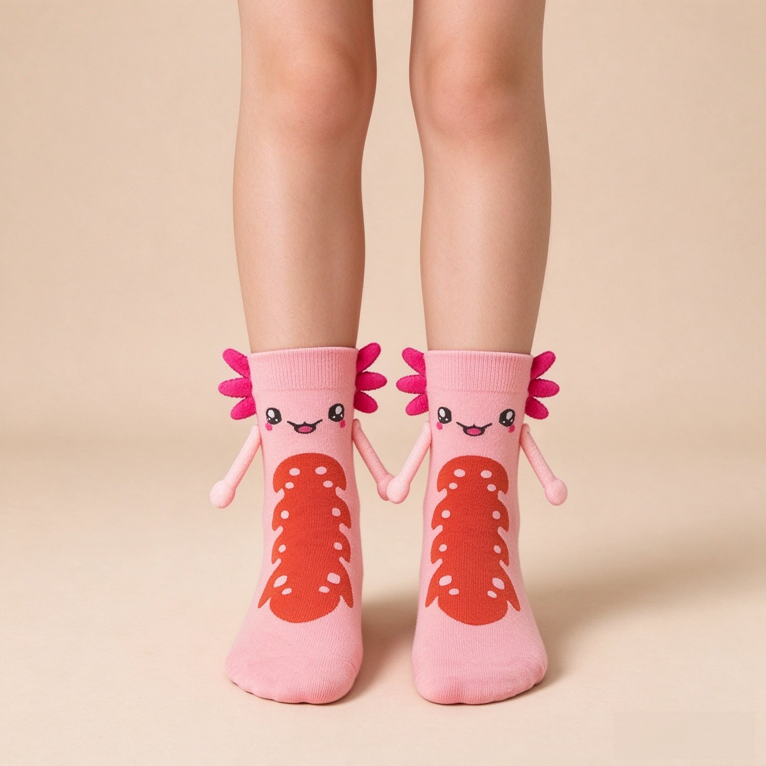 Funny 3D Cartoon Socks with Eyes and Arms, Black and White Crew Socks for Women Men