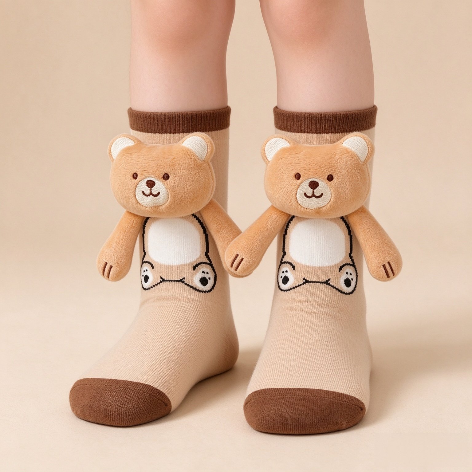 Funny 3D Animal Bear Socks for Women Magnetic Hand Holding Socks