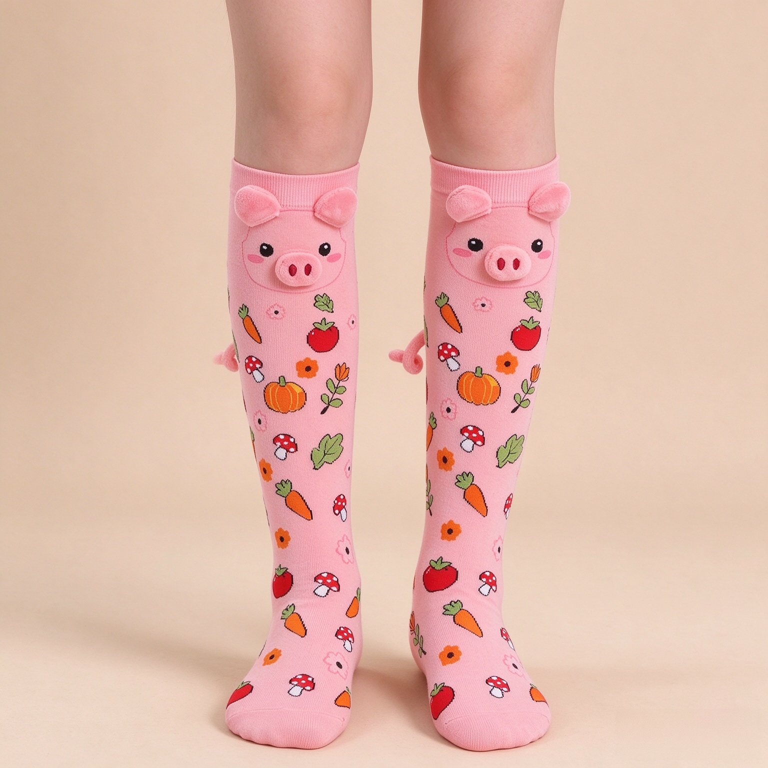 FunisFun 3D Pink Pig Knee High Novelty Crazy Socks