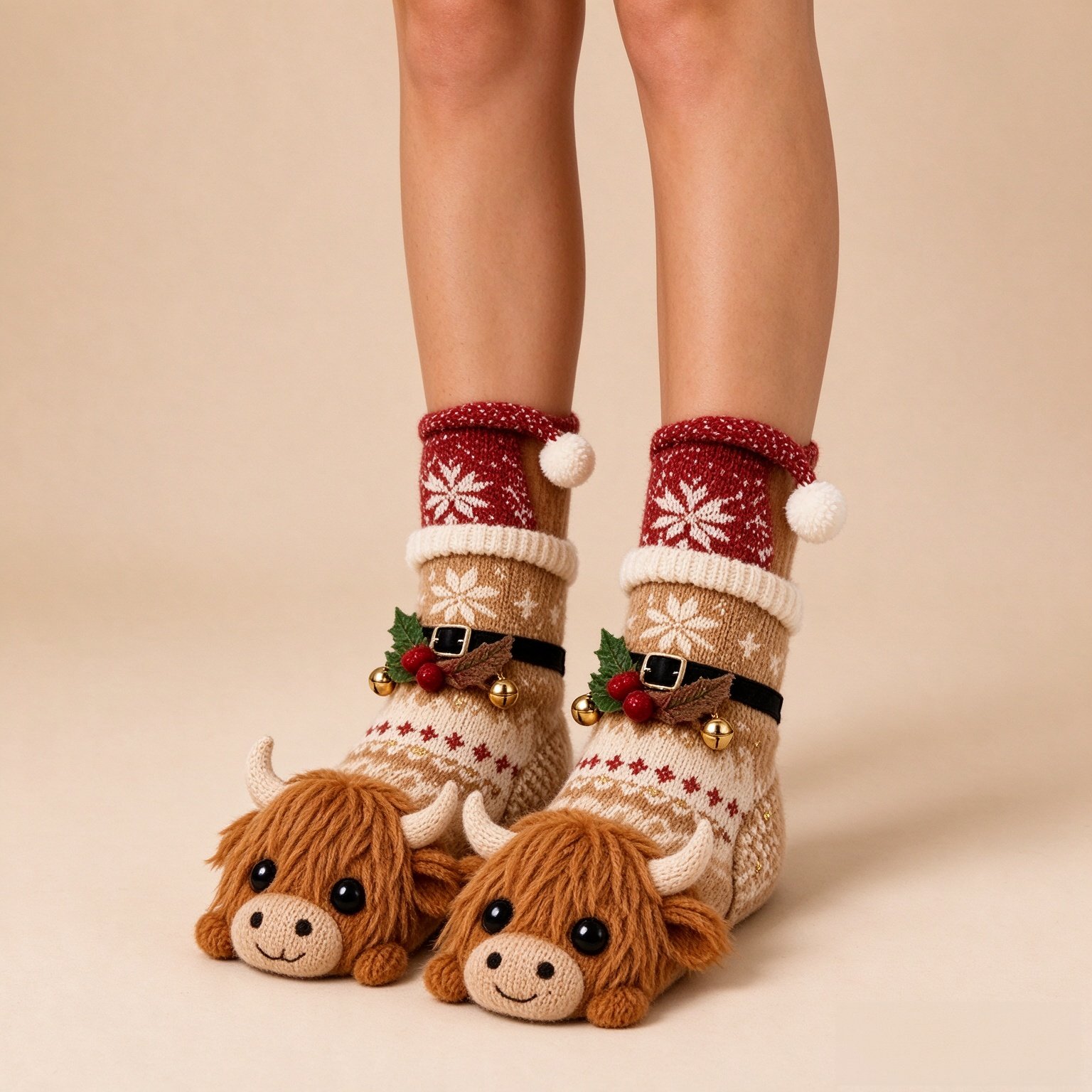 Christmas Fuzzy Animal Socks Women Cute 3D Plush Winter Warm Slipper Socks