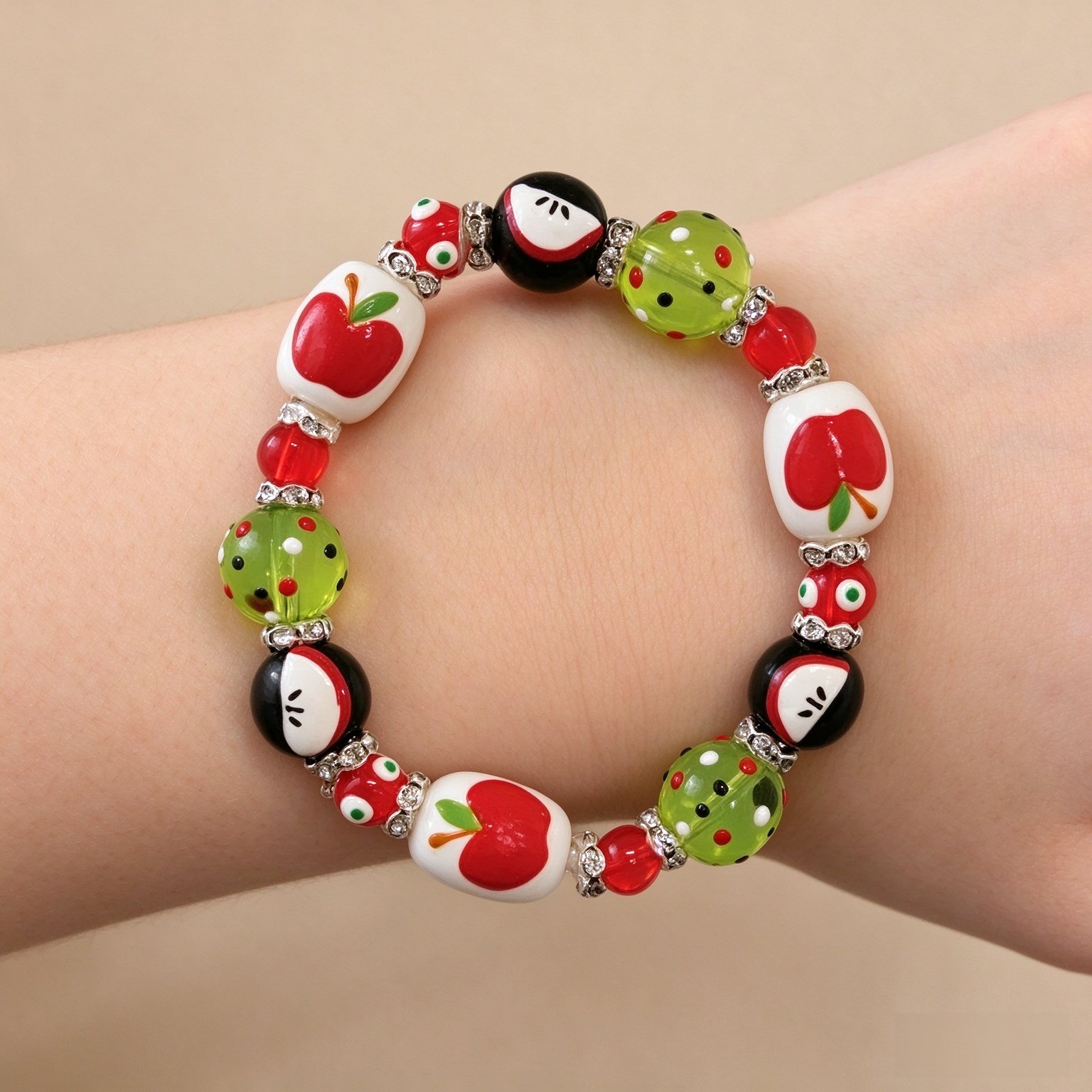 Apple of My Eye Beaded Stretch Bracelet Jewelry