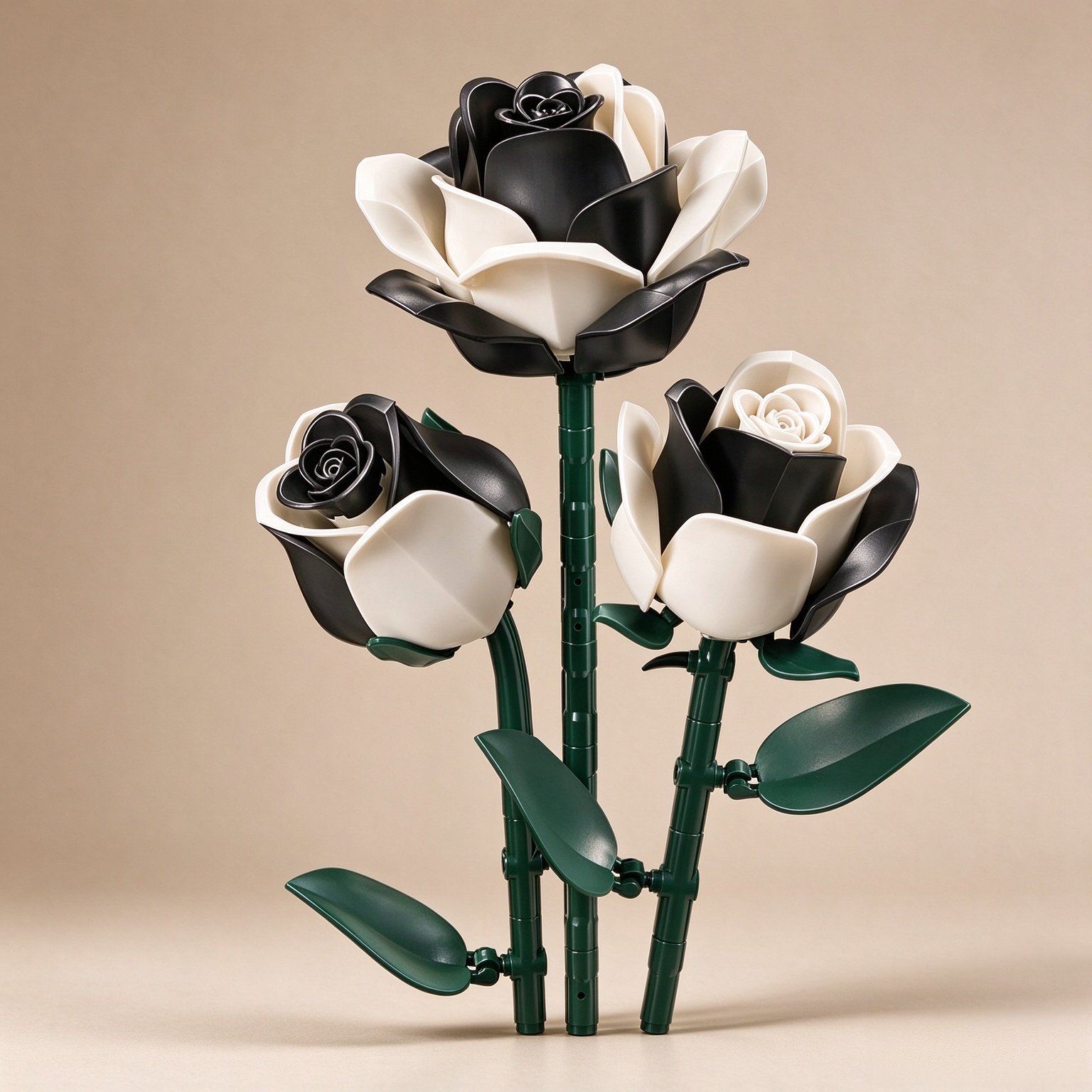 Black White Roses Flowers Building Set 3Pack Basket Stuffers Gifts