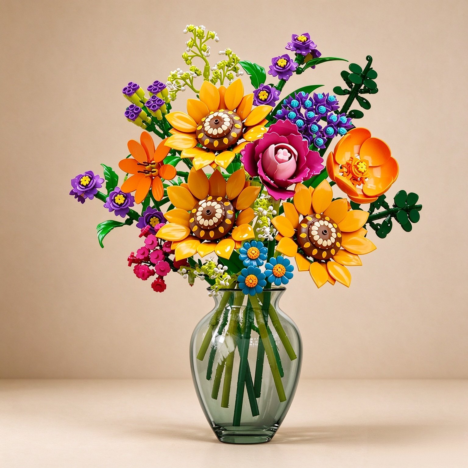 CUBIMANA Wild Flowers Bouquet Building Set with Lights for Adults Girls 12+