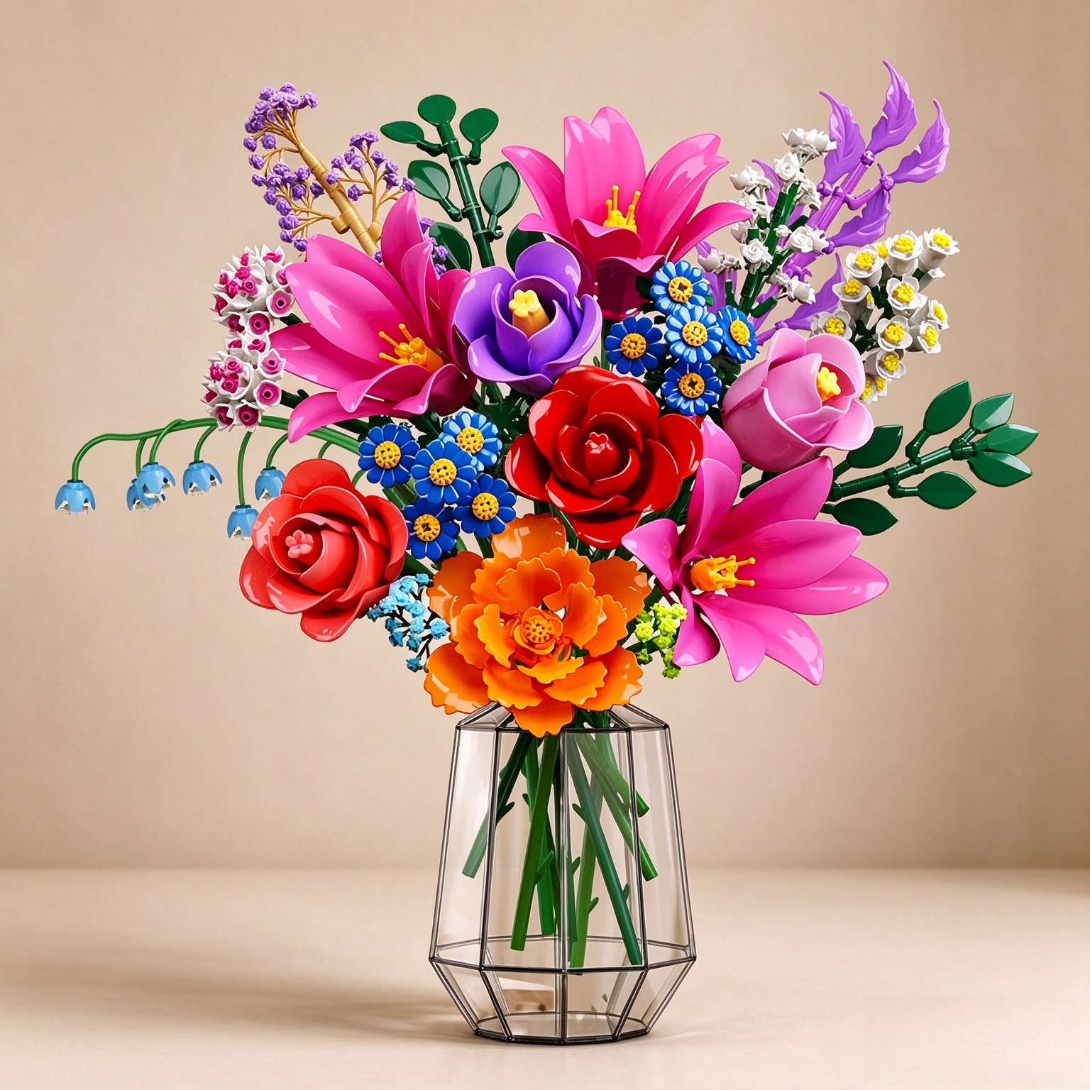 CUBIMANA 21 Flowers Bouquet Building Set with Light for Adults Girls 8-12+