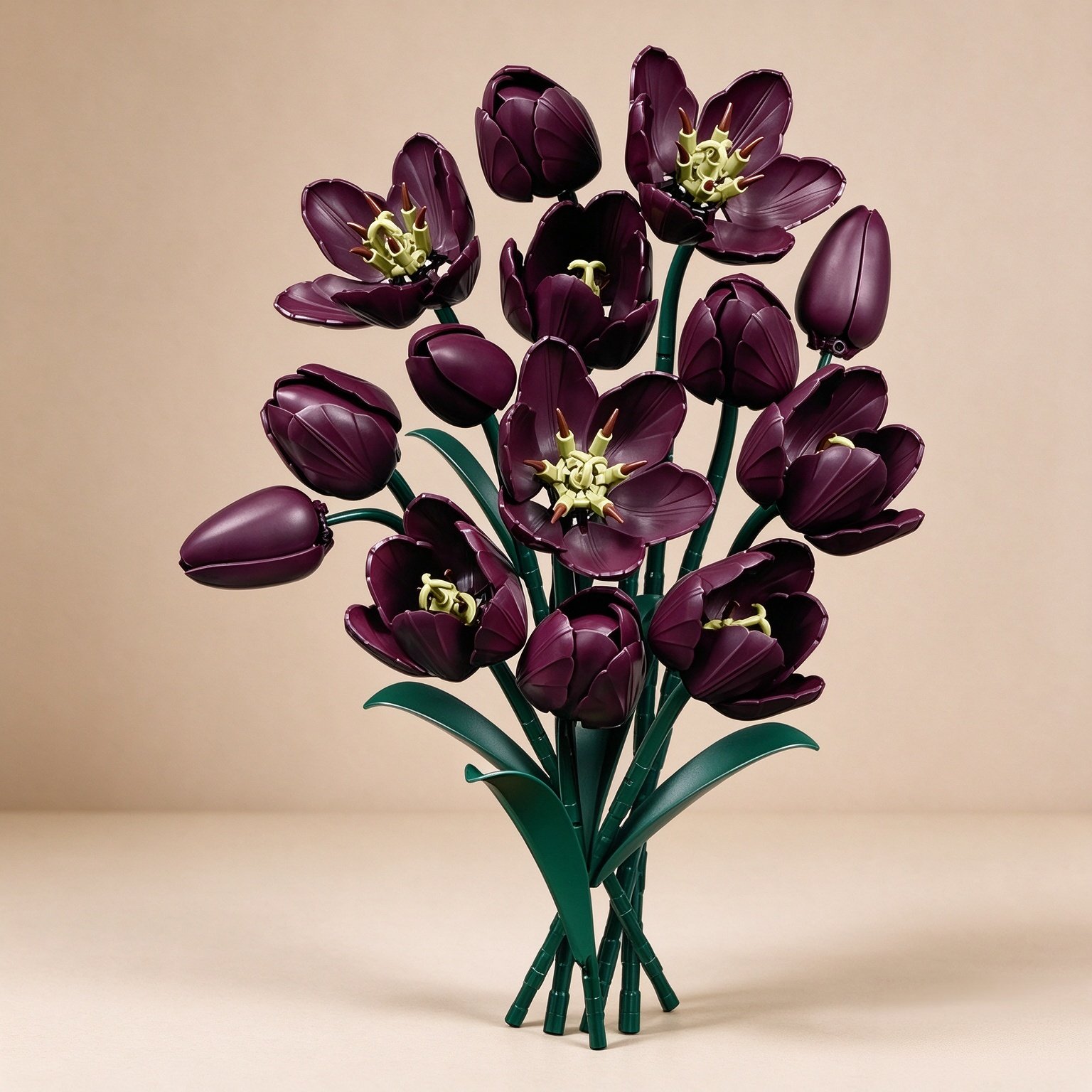 Dark Purple Tulip Flowers Building Set Botanical Bouquet for Her