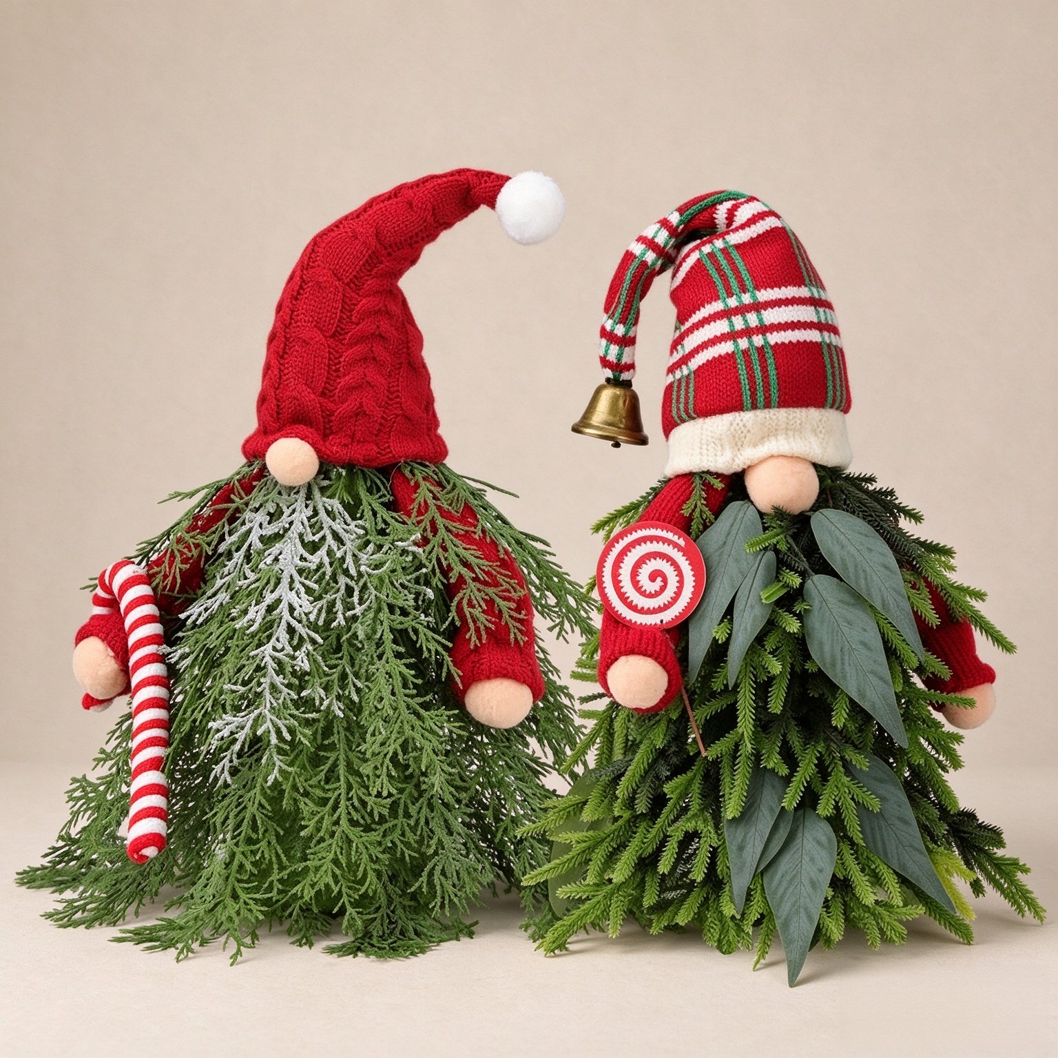 ENVEN Artificial Cedar Whimsical Christmas Christmas Tree Pinecone Gnome with Flexible Velvet Hat, Festive Tabletop Centerpieces Decor for Office, Home, Shelf, Mantle Holiday Decoration
