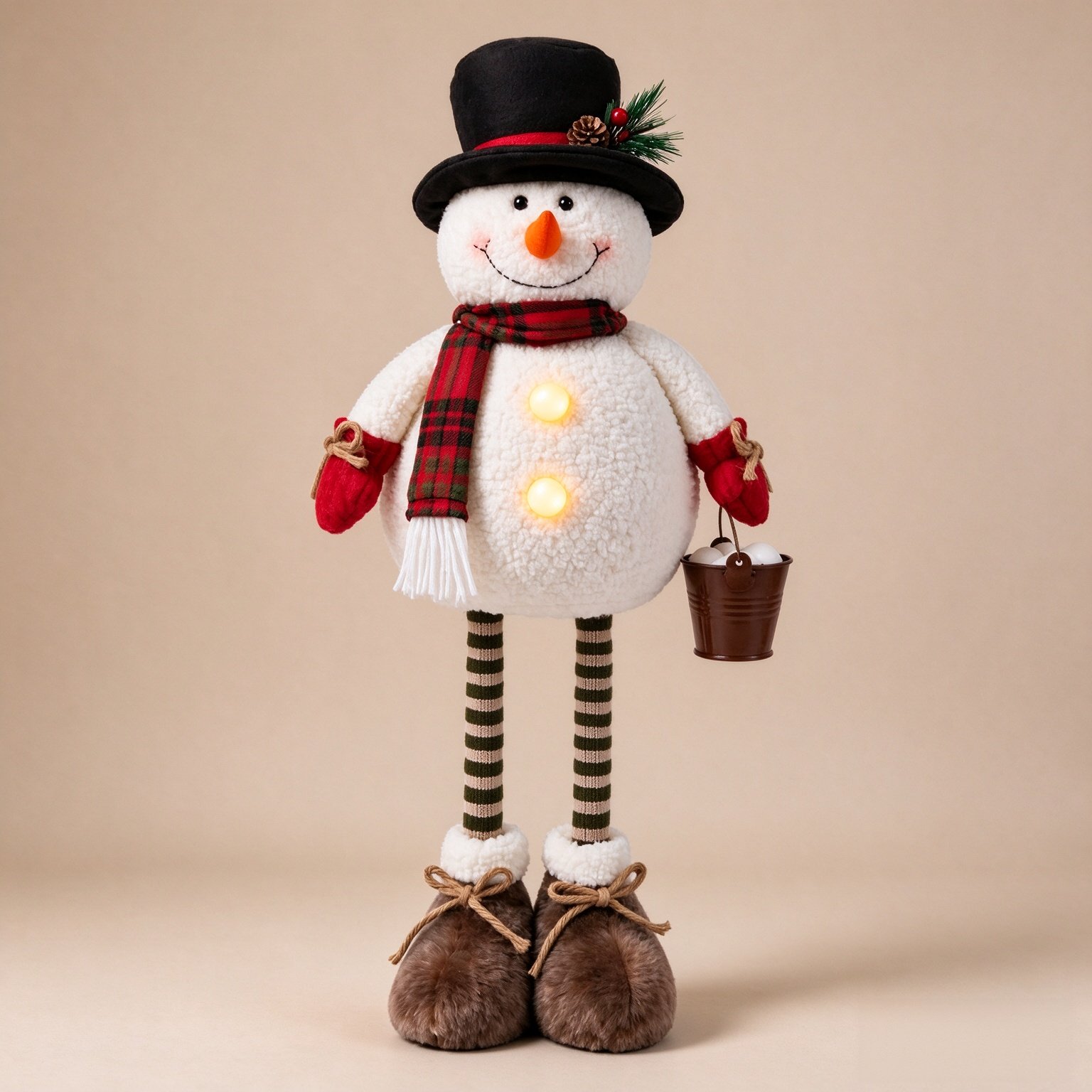 Lighted Christmas Snowman Decorations Indoor Adjustable Plush Figurine