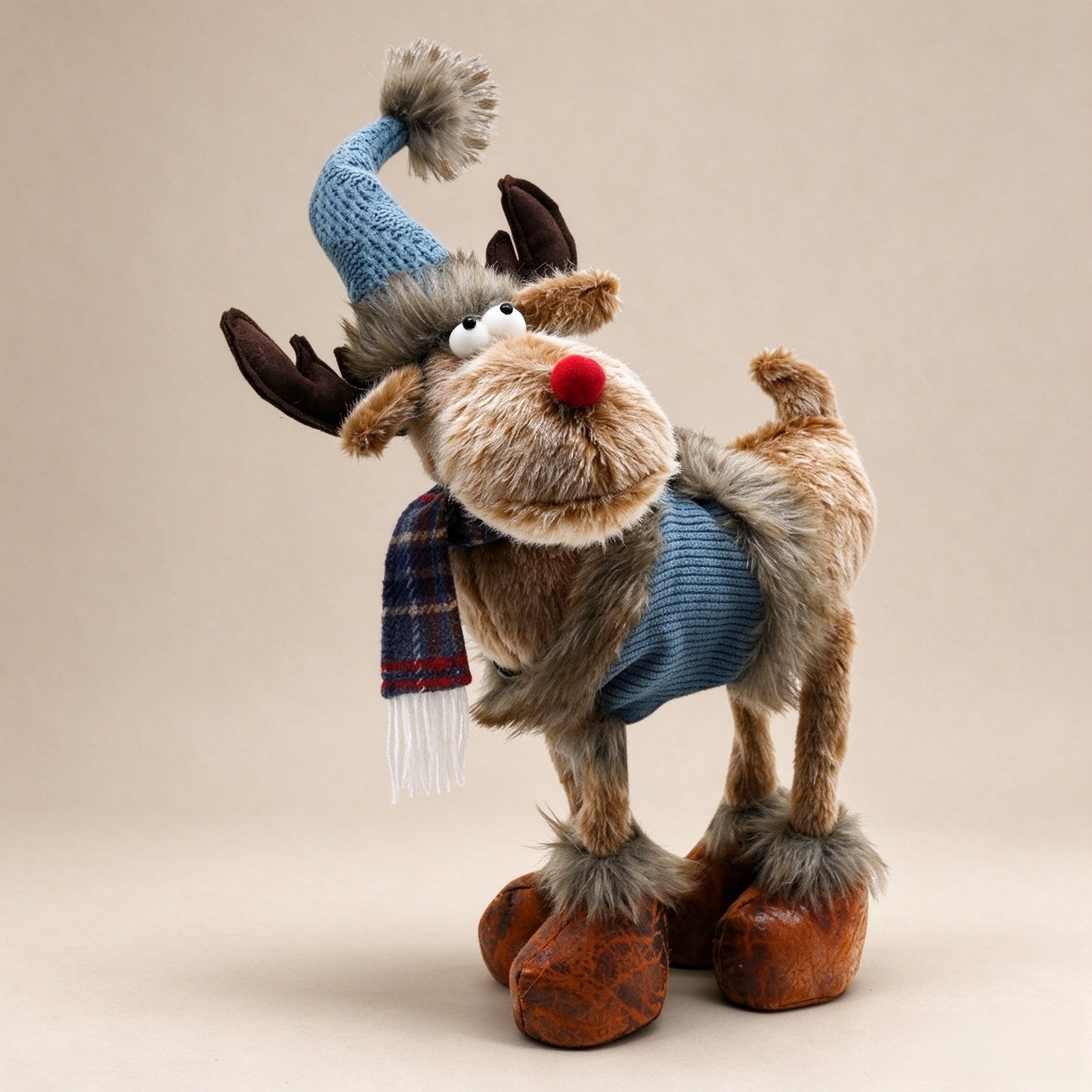 Christmas Reindeer Gnome Plush for Home Decor, Xmas Deer Elk Gnome Figurine Ornaments, Handmade Christ Moose Swedish Santa Decoration for Home Office Tabletop Blue
