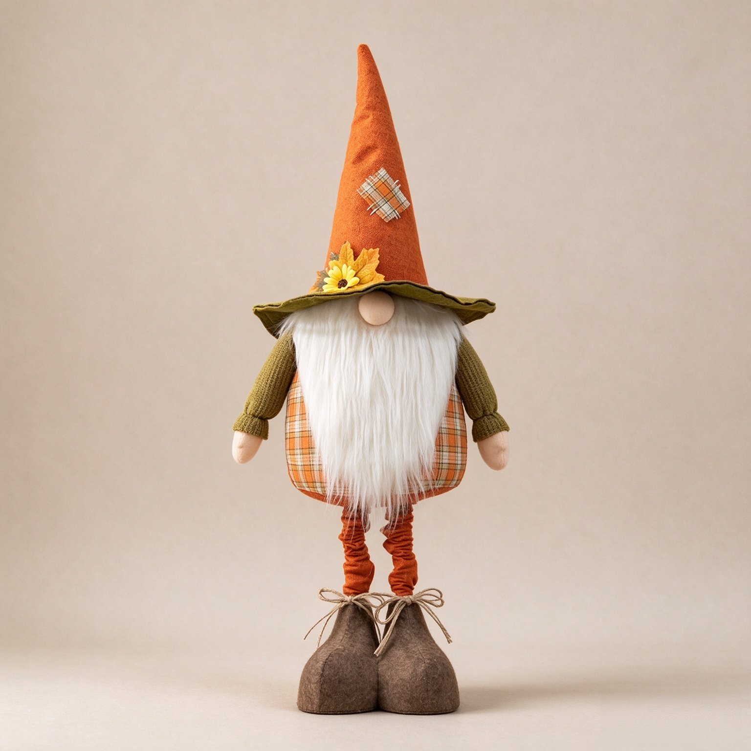 Glitzhome Fall Harvest Gnome Plush Decor Cute Telescoping Fabric Gnome Doll Elf Standing Decor Table Collectible Ornaments Gnome Decor Fall Gift Present, 39" H/27''H