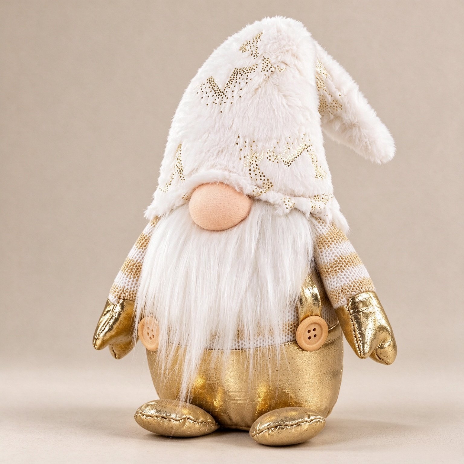 Christmas Gnome Plush, White and Gold Indoor Christmas Decorations