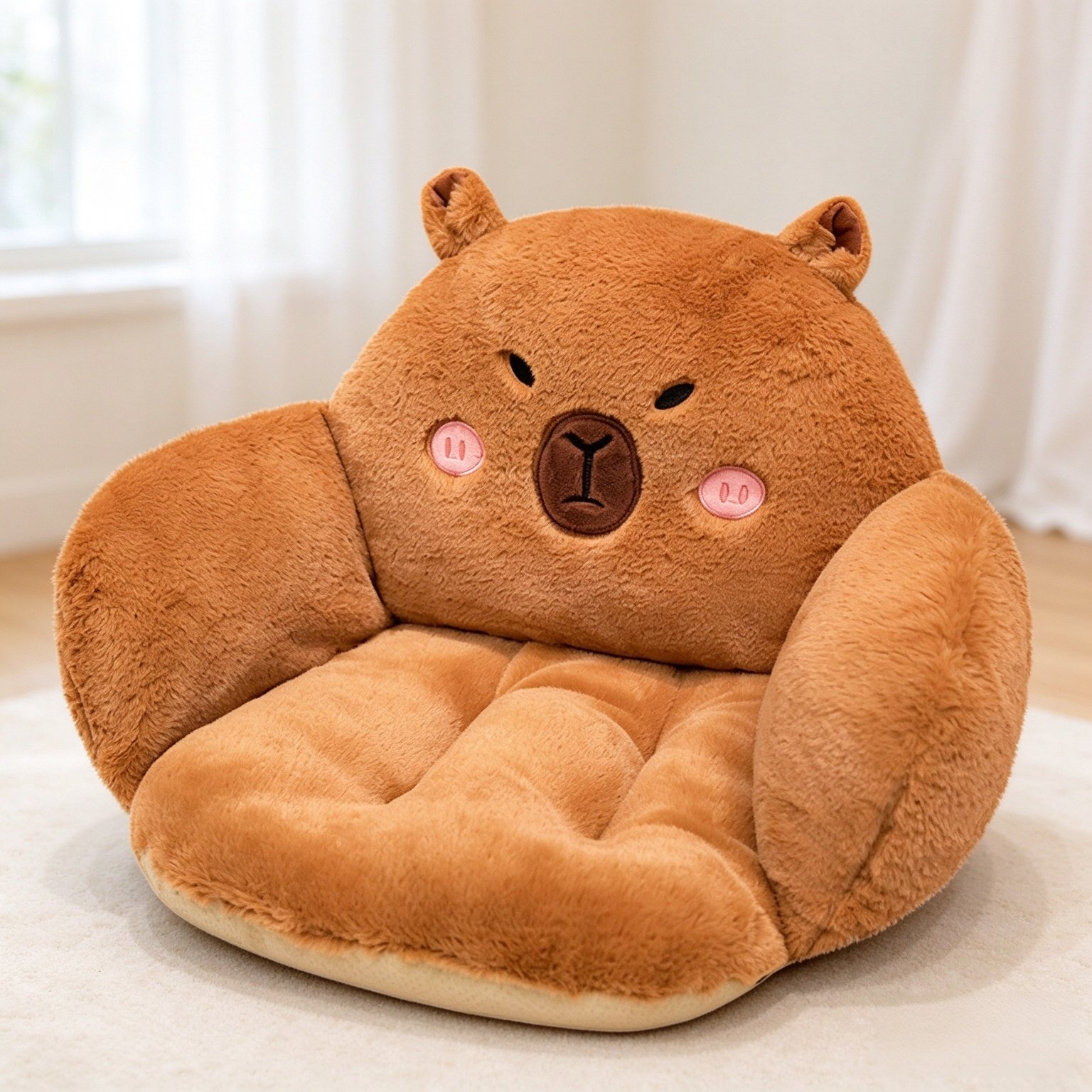 Ohjijinn Capybara Cushion Chair, Comfy Cartoon Plush Seat Cushion, Floor Pillow Floor Cushions, Cute Office Chair Cushion Room Decor for Girls Woman