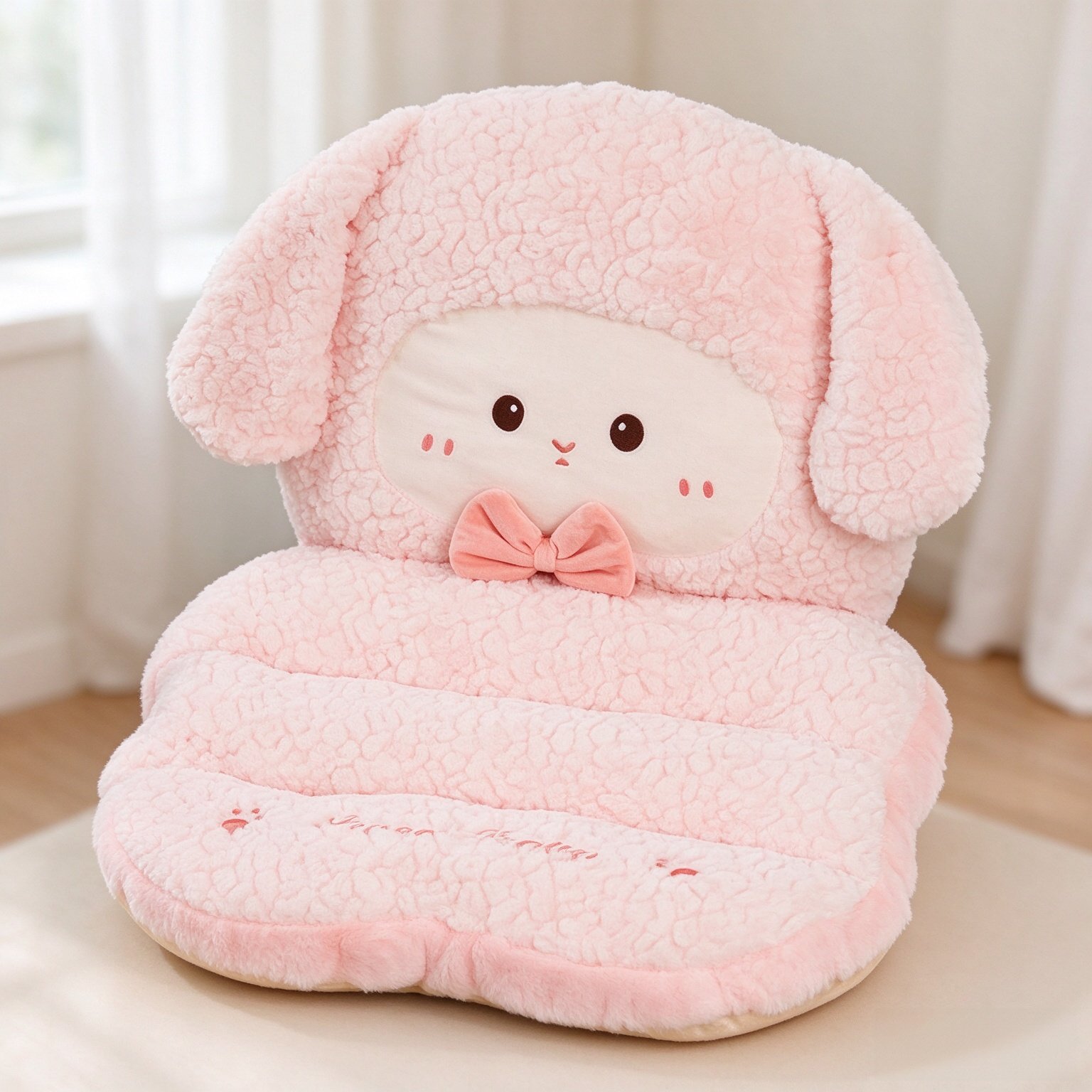 Cute Cat Chair Cushion Kawaii Dog Plush Desk Seat Cushions Soft Seat Cushions for Office Playroom Gaming Accessories Room Bedroom Decor (Pink Sheep)