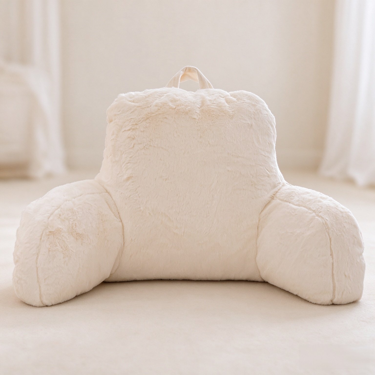 Kid Teen Large Faux Fur Reading Pillow for Sitting up in Bed Sofa
