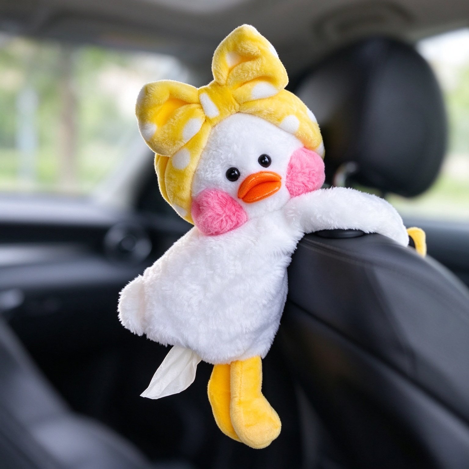 Car Plush Tissue Holder Duck Cartoon Animal Tissue Box Napkin Holder for Car Home Bathroom (Duck1)