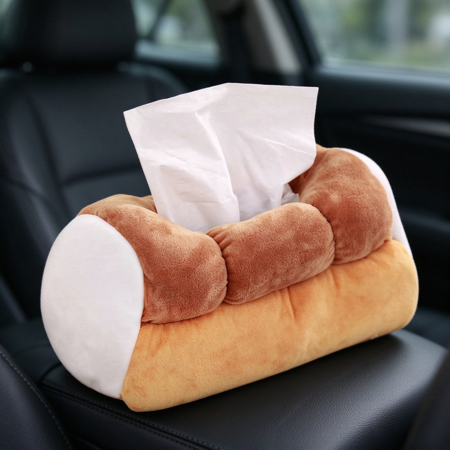 Luxshiny Simulation Toast Tissue Box: Plush Bread Napkin Holder for Home, Car, Kitchen, and Bathroom