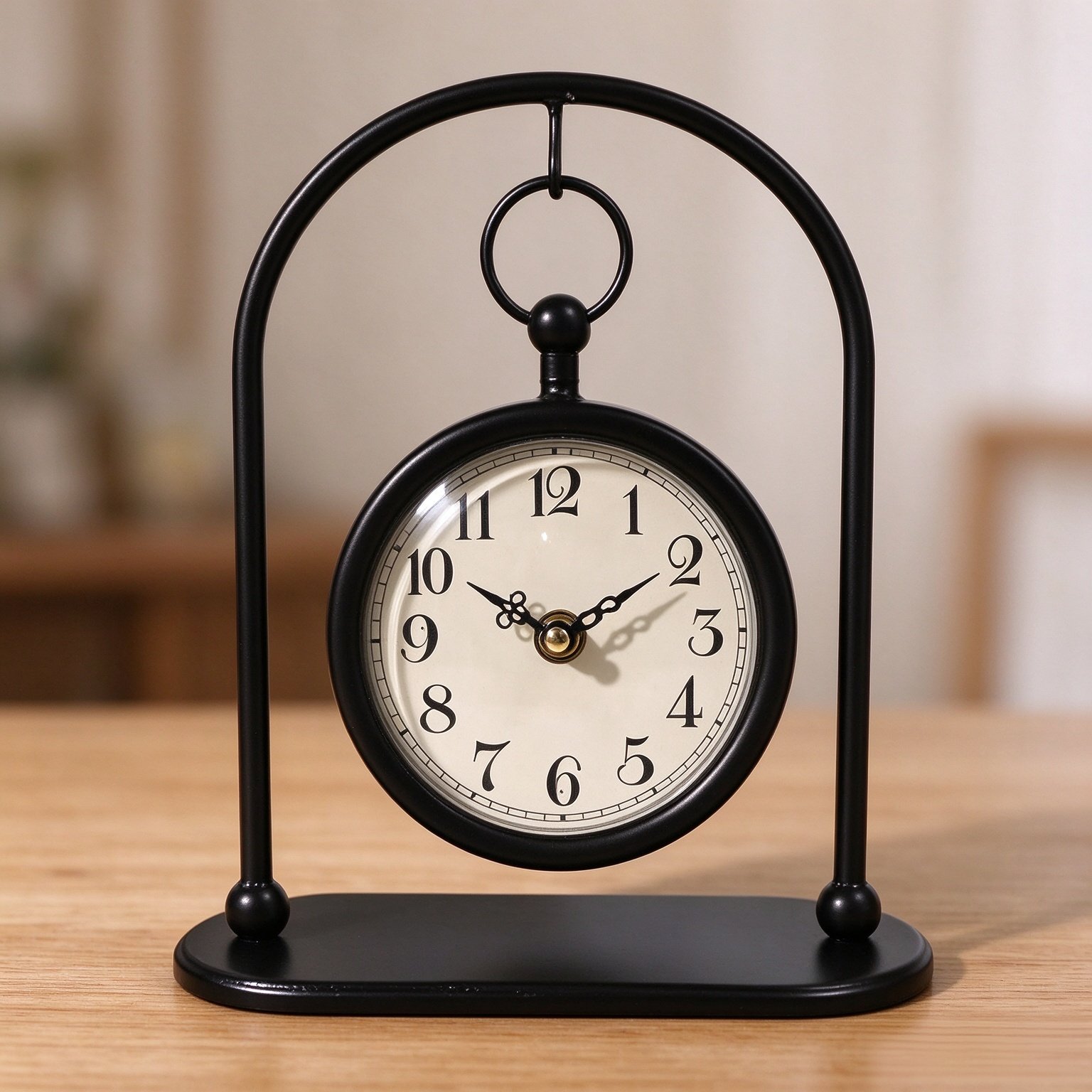 Vintage Metal Table Clock, Farmhouse Table Clock, Small Black Silent Non-Ticking Battery Operated Desk and Shelf Clocks for Home Kitchen Living Room Bedroom Decor